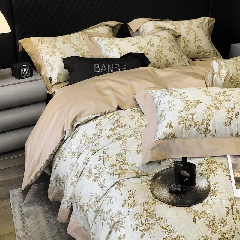 【特清】100s匹马棉数码印花四件套美式复古