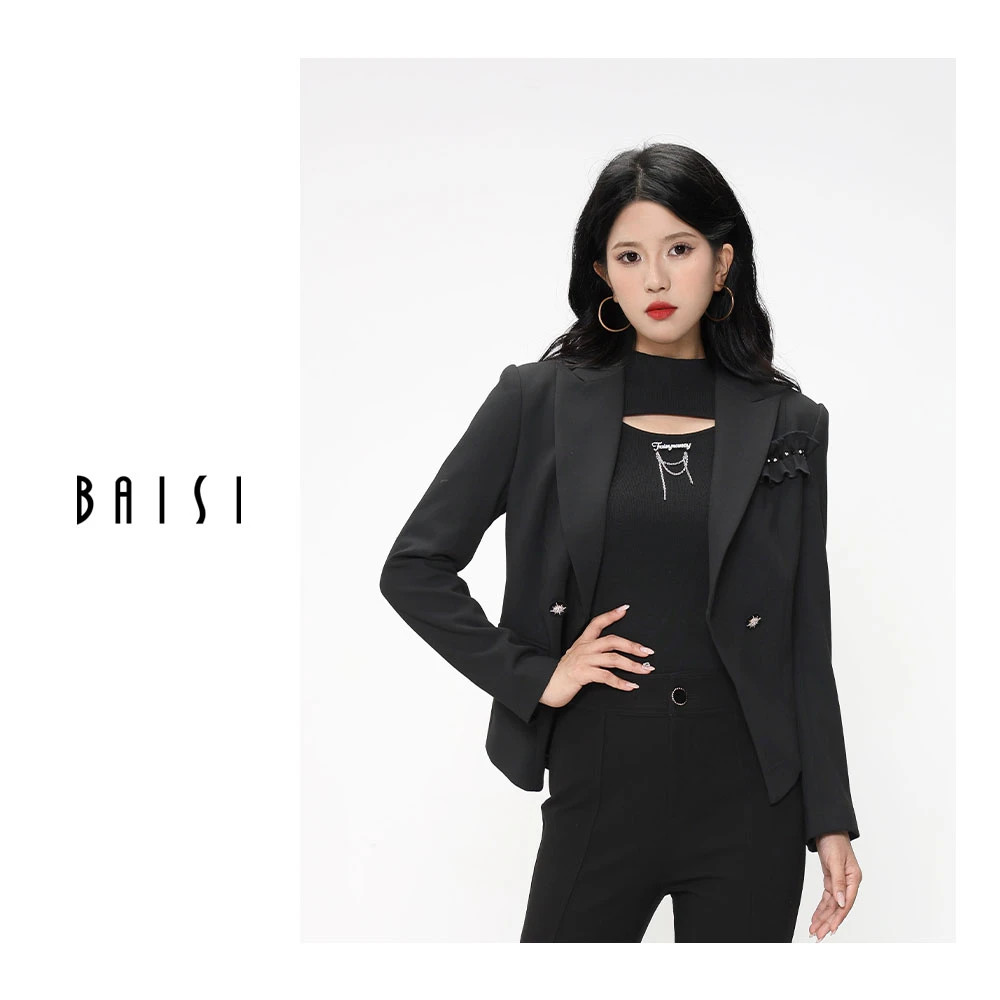 BAISI/百丝春日出行气质短款西装外套AABG312112修身显瘦小西装秋