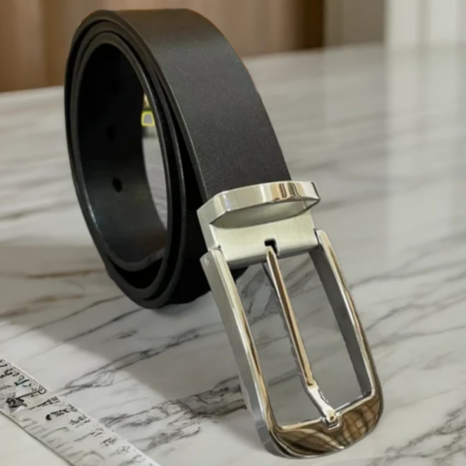 手工皮带真牛皮皮带头层牛皮男士真皮金色针扣皮带百搭牛皮裤腰带