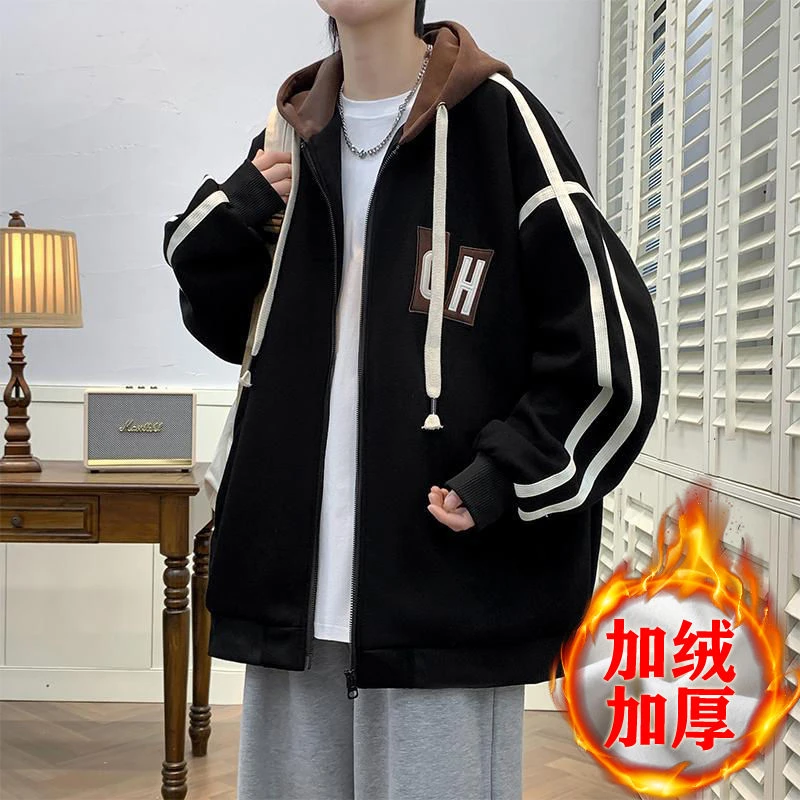 秋冬款外套男孩12-15岁青少年初中学生加绒加厚13大童棒球服夹克