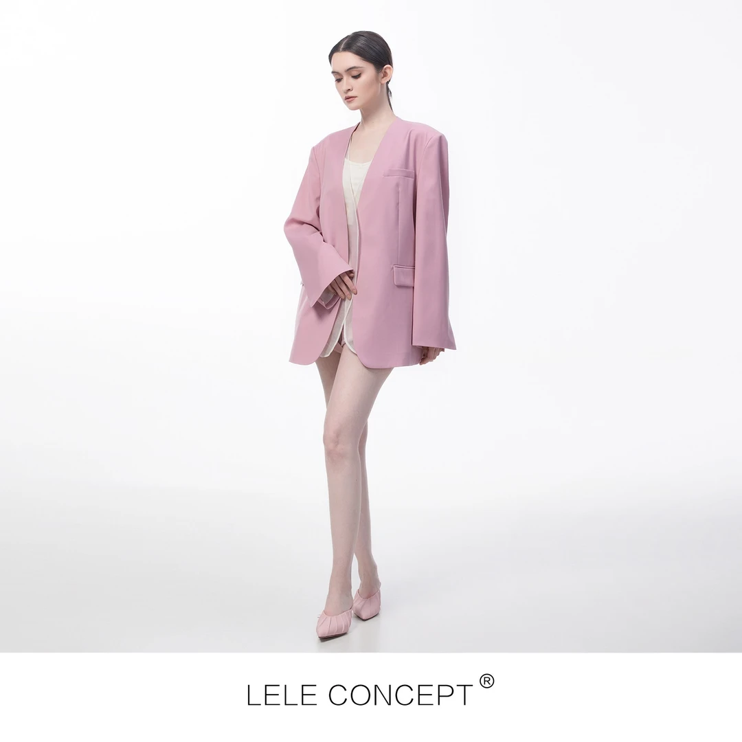 LELE CONCEPT 设计师拼纱双层西服休闲时尚气质名媛风Y0181