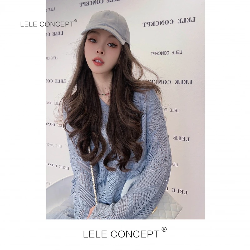 LELE CONCEPT 百搭轻奢减龄镂空长袖衫时尚宽松气质上衣百搭S0265