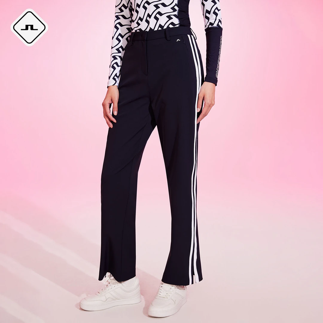 JLINDEBERG金林德伯格秋季高尔弹力夫耐磨下摆开衩条纹长裤女