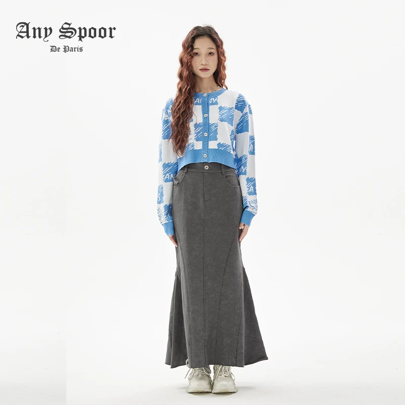 【ANY SPOOR】设计师气质镂空宽松小香风长袖针织开衫36520