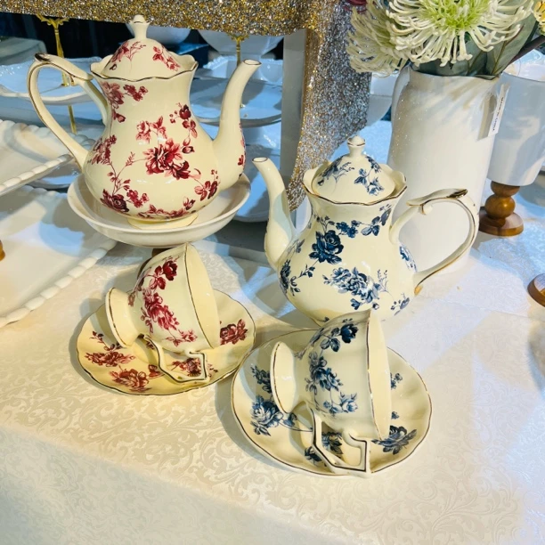 《新疆包邮》网红陶瓷茶具复古杯壶套装茶杯杯碟精美陶瓷杯精致家用