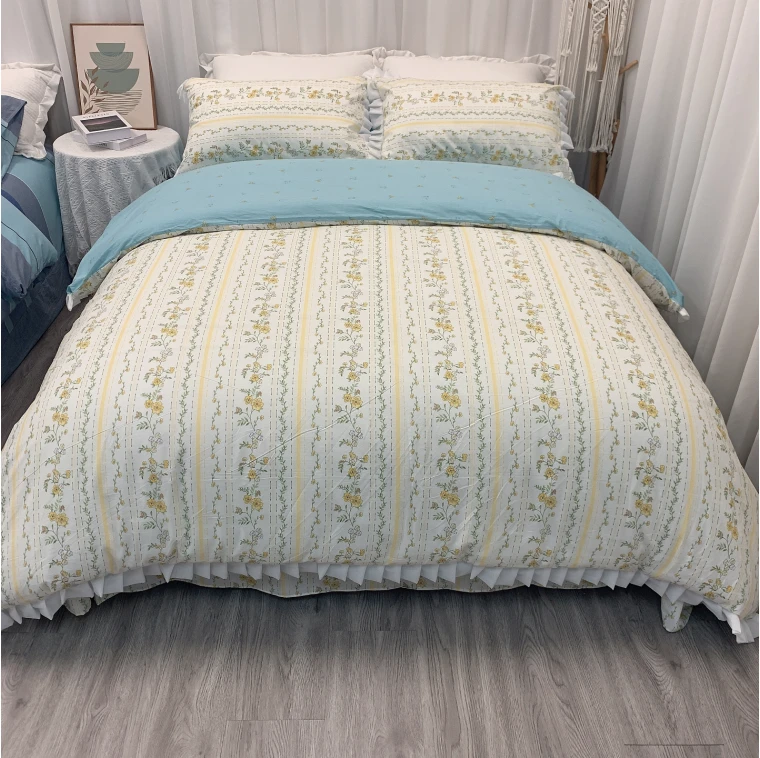 雪京  现货 四季款纯棉全棉四件套 AB版花边工艺款床上用品四件套