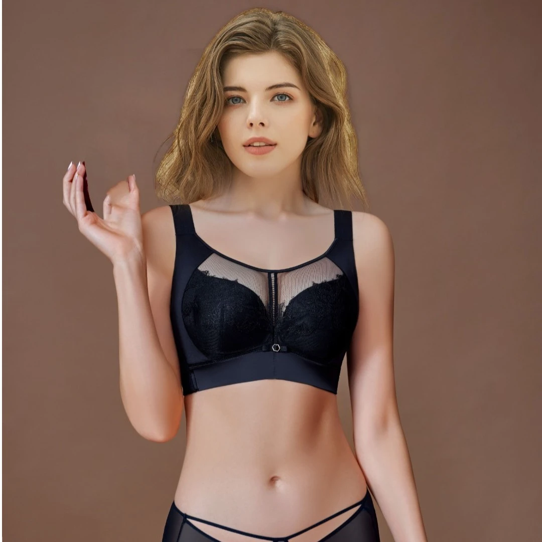 匠雕高定秒D无钢圈文胸大胸显小美背性感聚拢调整型大码轻奢薄款