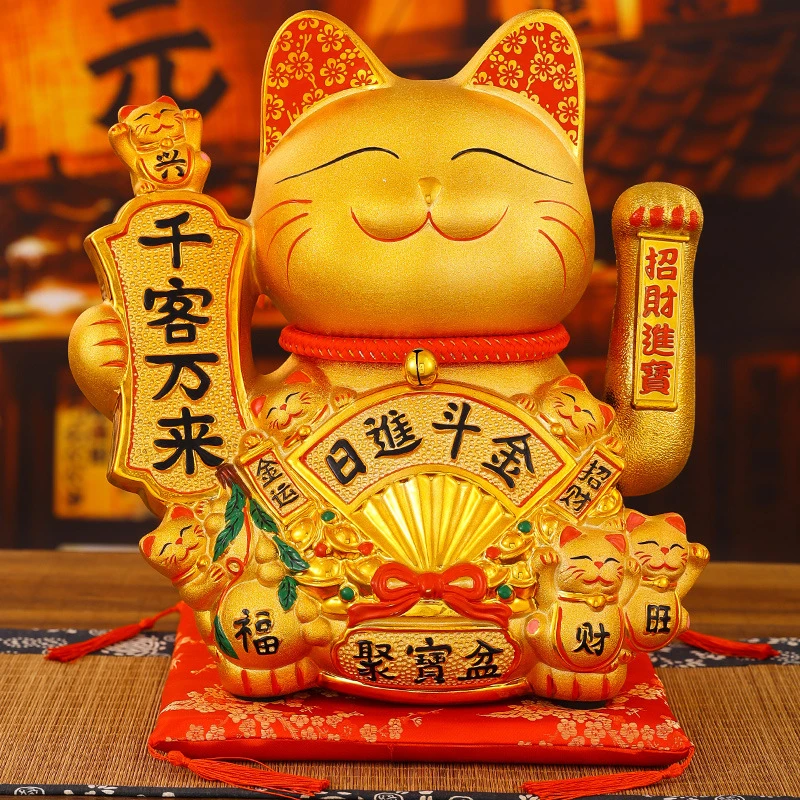 大中小号摇手招财猫摆件陶瓷工艺品居家乔迁店铺送礼好运财源广进
