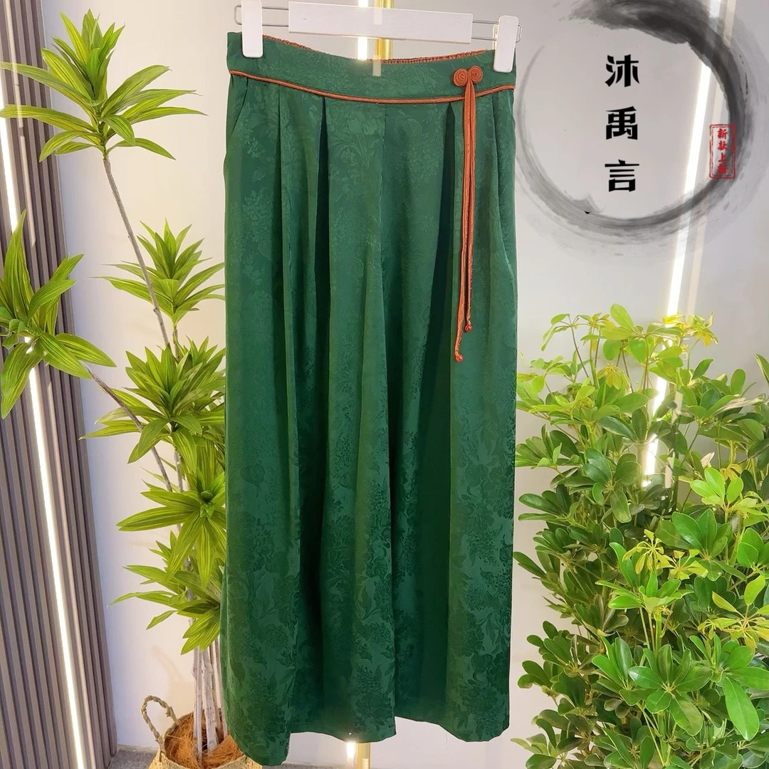 新中式提花原创设计新款时尚百搭女士裙裤裤子