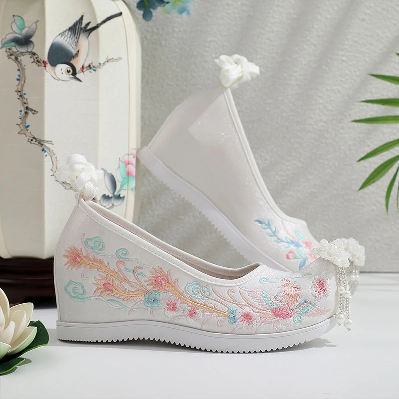 汉服鞋子原创民族汉服古风鞋古风鞋串珠增高古装舞蹈老北京汉服鞋