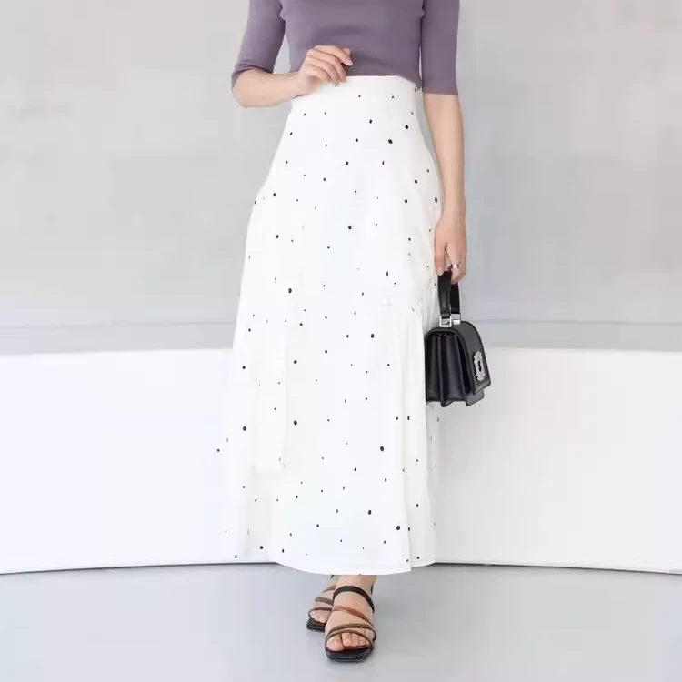 【Y&J】i22日原Mer不对称重叠飘逸优雅时尚波点设计感半裙