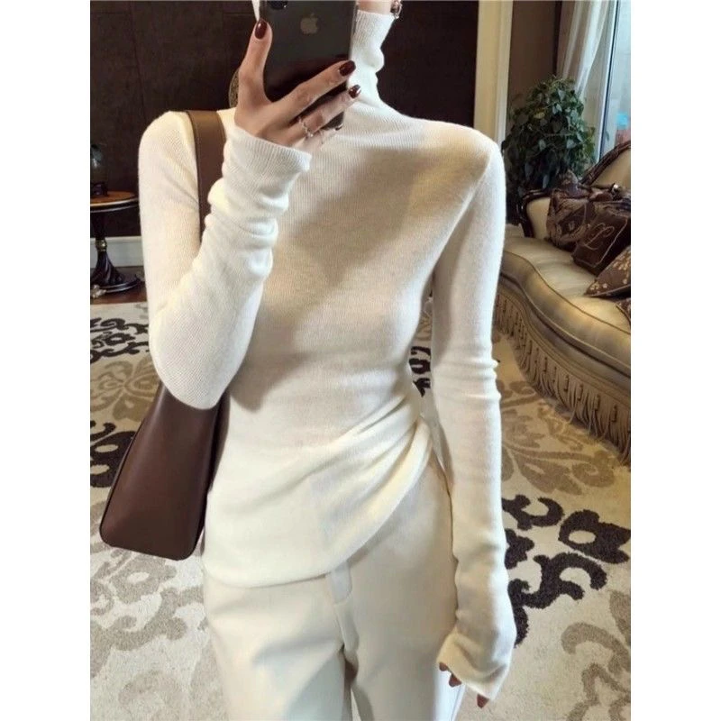 高领打底衫秋冬内搭堆堆领毛衣女时尚长袖针织衫上衣