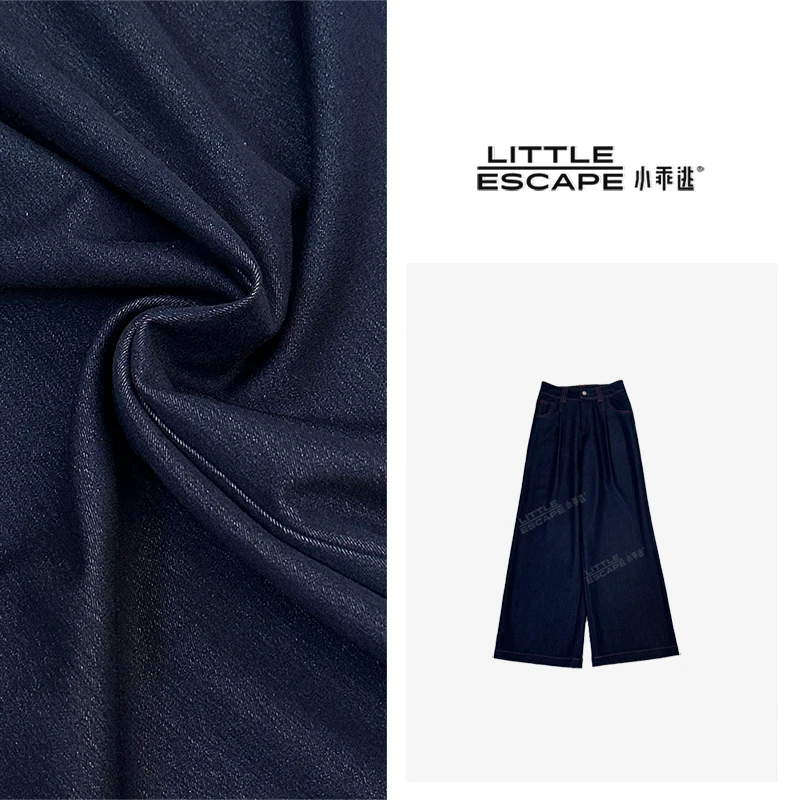 小乖逃D1深藏蓝色牛仔裤 拼红线条双口袋直筒裤蓝色长裤  S24024