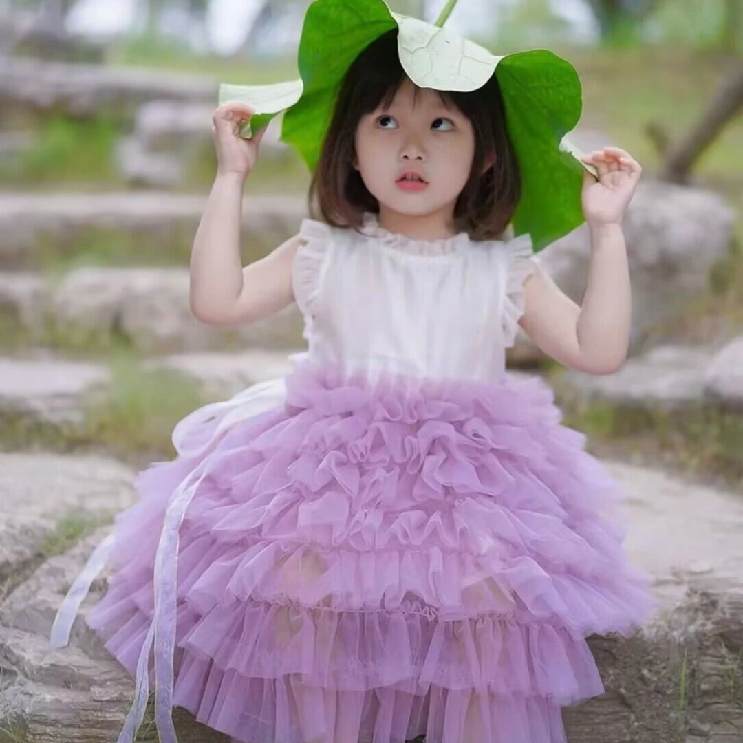 YA定制夏季新款清新女童公主裙女宝宝生日宴礼服裙甜美花童蓬蓬纱