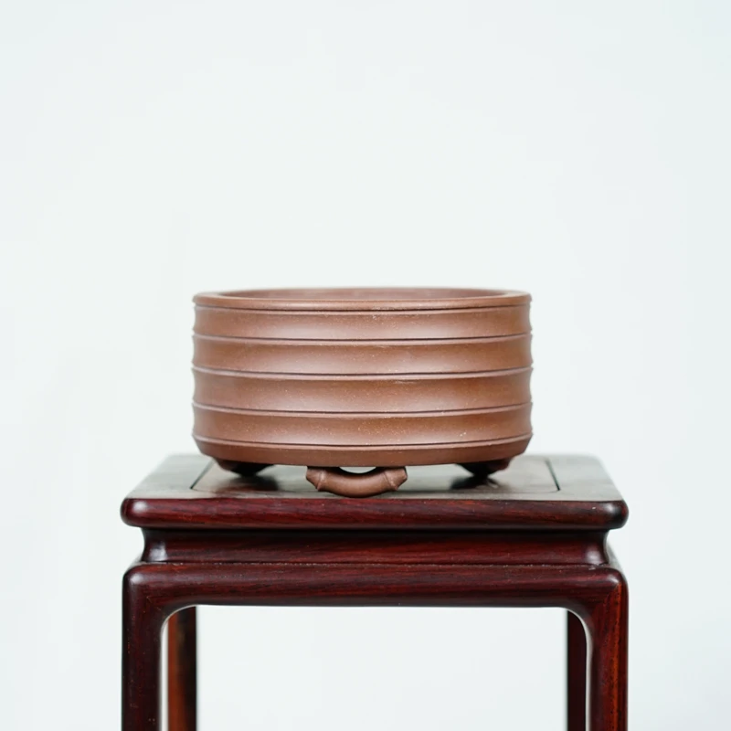 轻奢 第32款 抱竹 竹节盆 原矿紫砂盆 内门竹盆 菊花盆 山野草盆