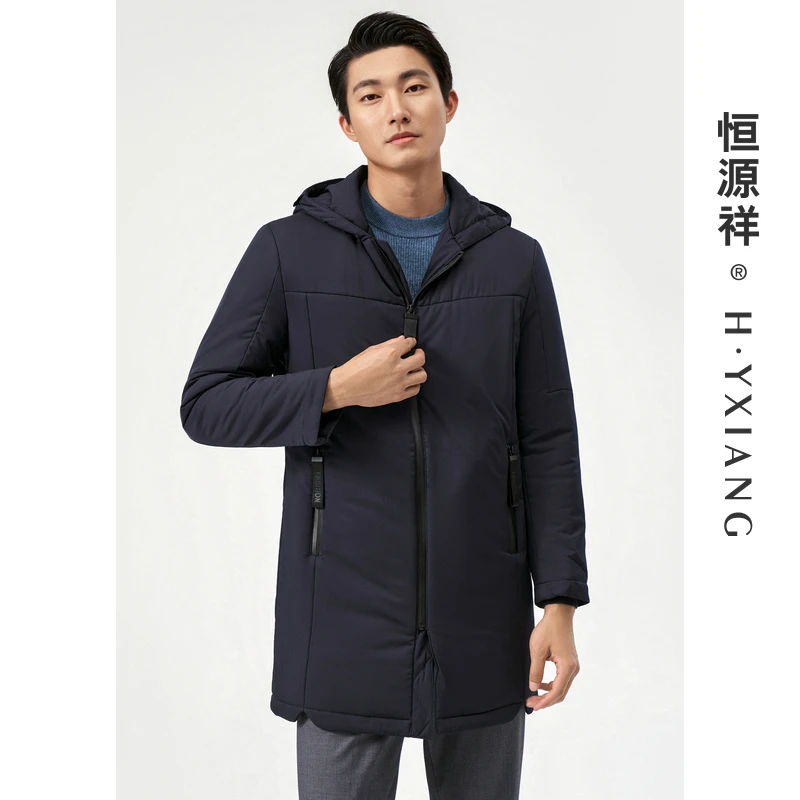 恒源祥中长款加厚棉衣男冬季中年保暖防寒棉服爸爸男装棉袄H7106