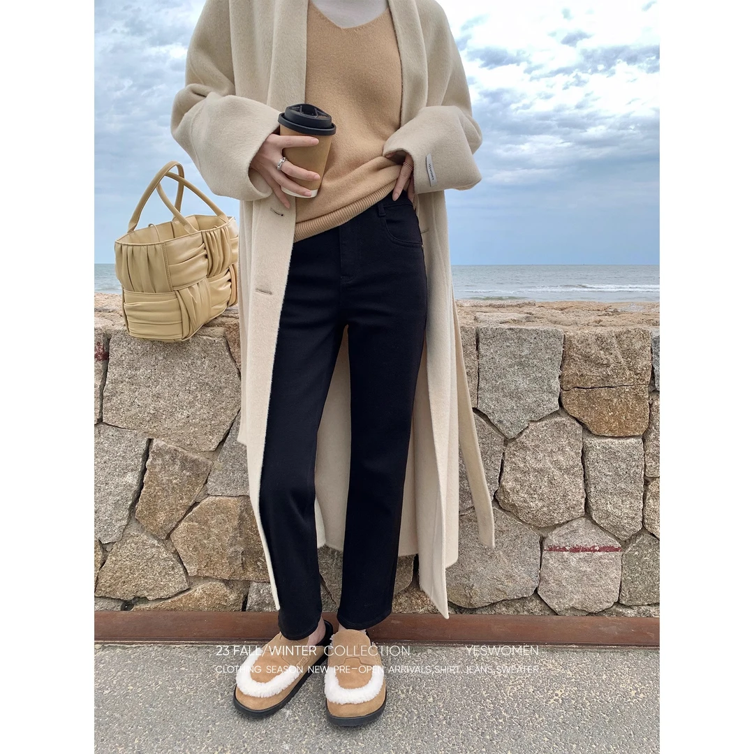 YESWOMEN莱卡小黑裤活性染耐穿不易掉色 烟管法棍直筒裤