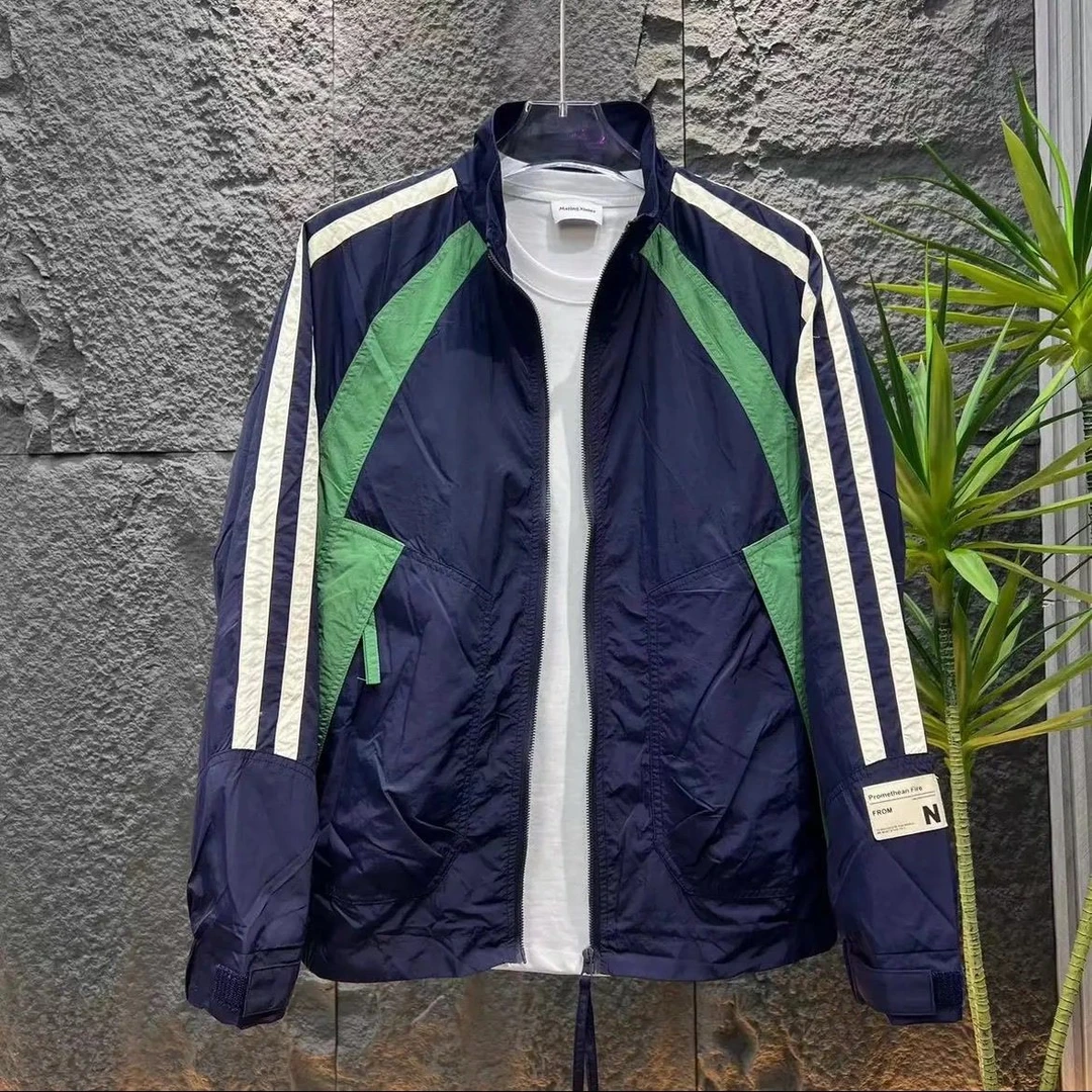 B春秋新款高品质立领潮流工装夹克外套男士时尚百搭休闲上衣拼色