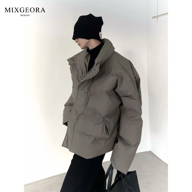 波司澄羽绒服MIXGEORA韩国小众pu皮羽绒服外套男女冬季高级感立领