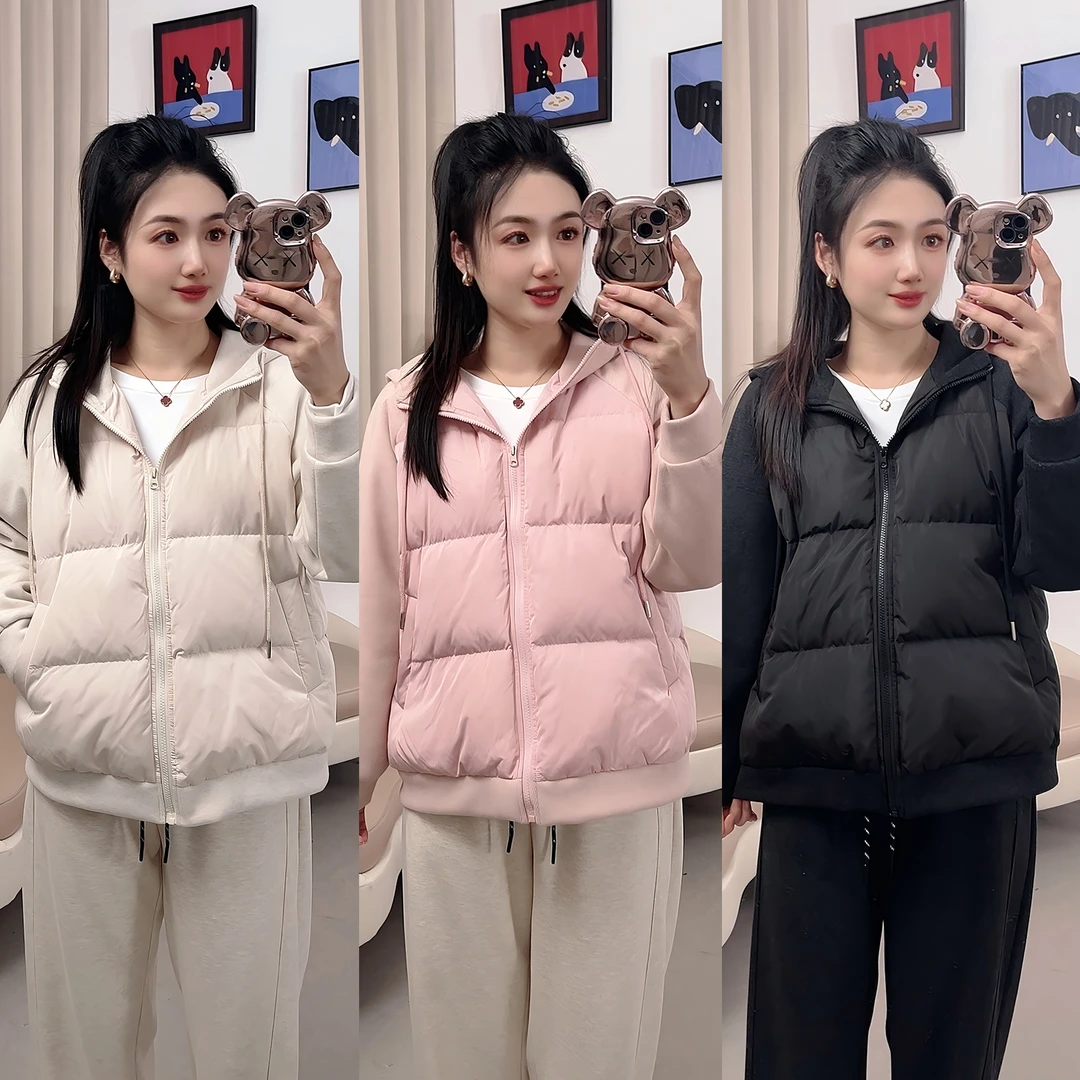 【红人上新】2024羊-毛拼接90白鸭绒显瘦加厚抗寒保暖羽绒服--31912