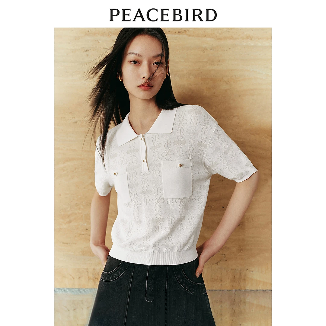 【粉丝专属】太平鸟小香风Polo领短袖针织衫清凉品质A8EEE2137