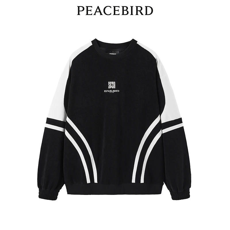 【小余专属】太平鸟SPCN撞色宽松圆领拼接卫衣潮流ASDCD1413