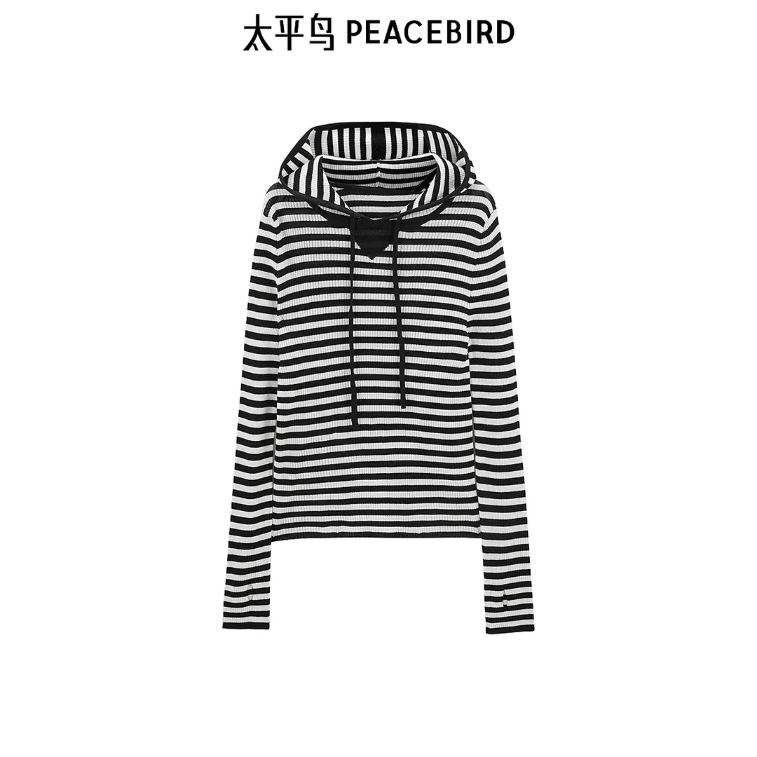 【陈大可专属】太平鸟连帽短款线套衫A3EED4258