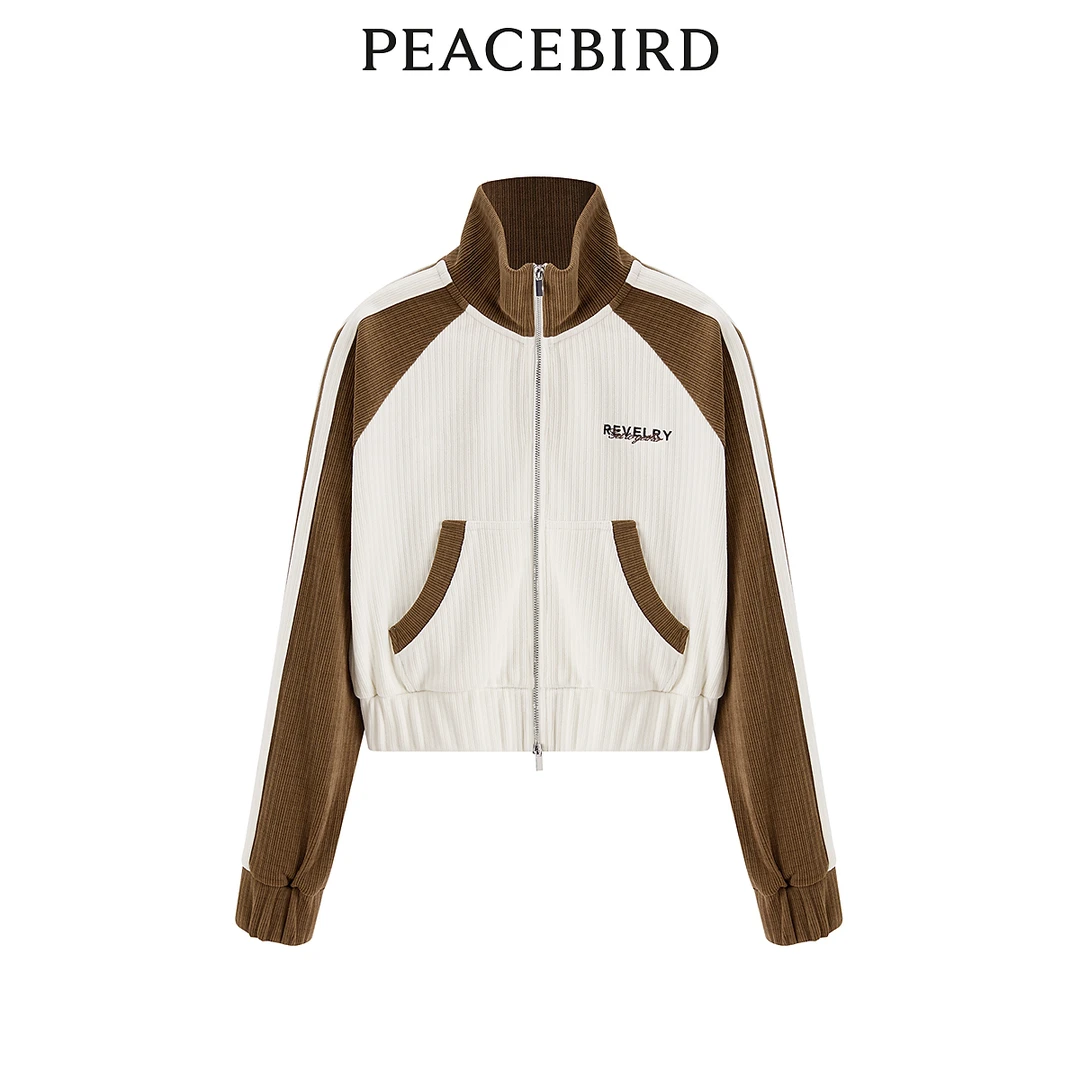 【丽公主专属】太平鸟女装插肩袖拉链立领休闲外套卫衣A3CRD4606