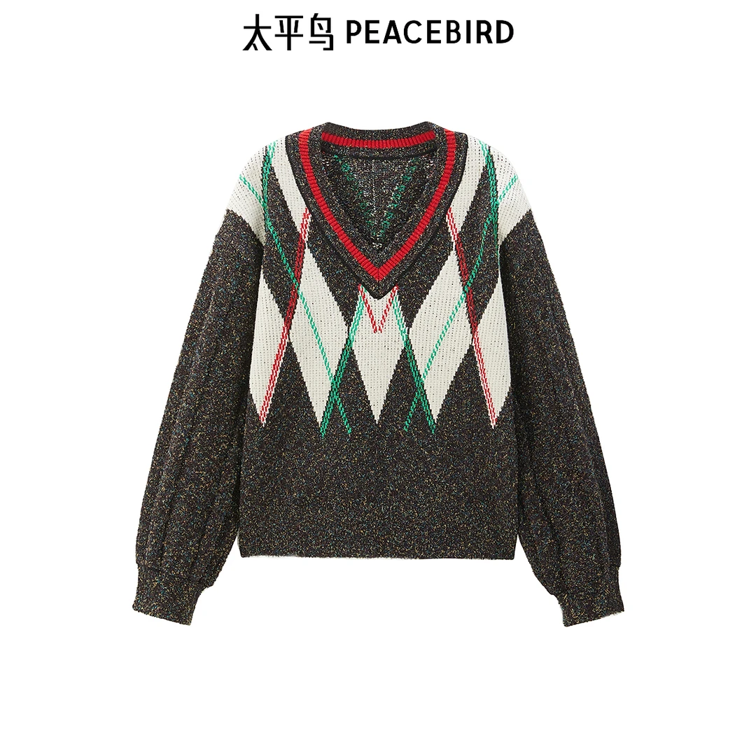 【陈大可专属】太平鸟学院风V领套头衫A3EED4136