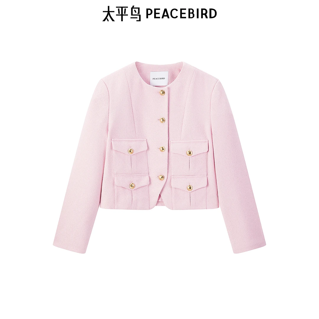 【赵老板专属】太平鸟女装品质纯色女士时尚短外套A1BBE1244