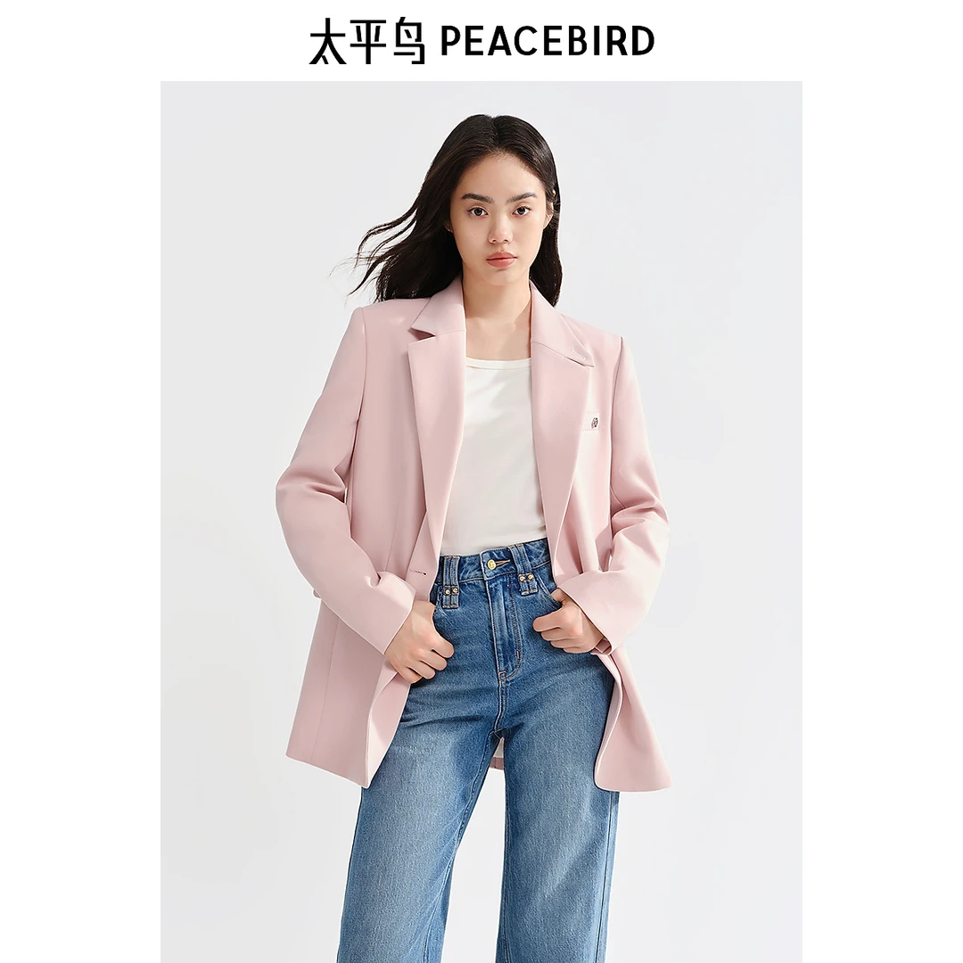 【赵老板专属】太平鸟简约通勤西装春新款开衩挺阔直筒A8BAE3407