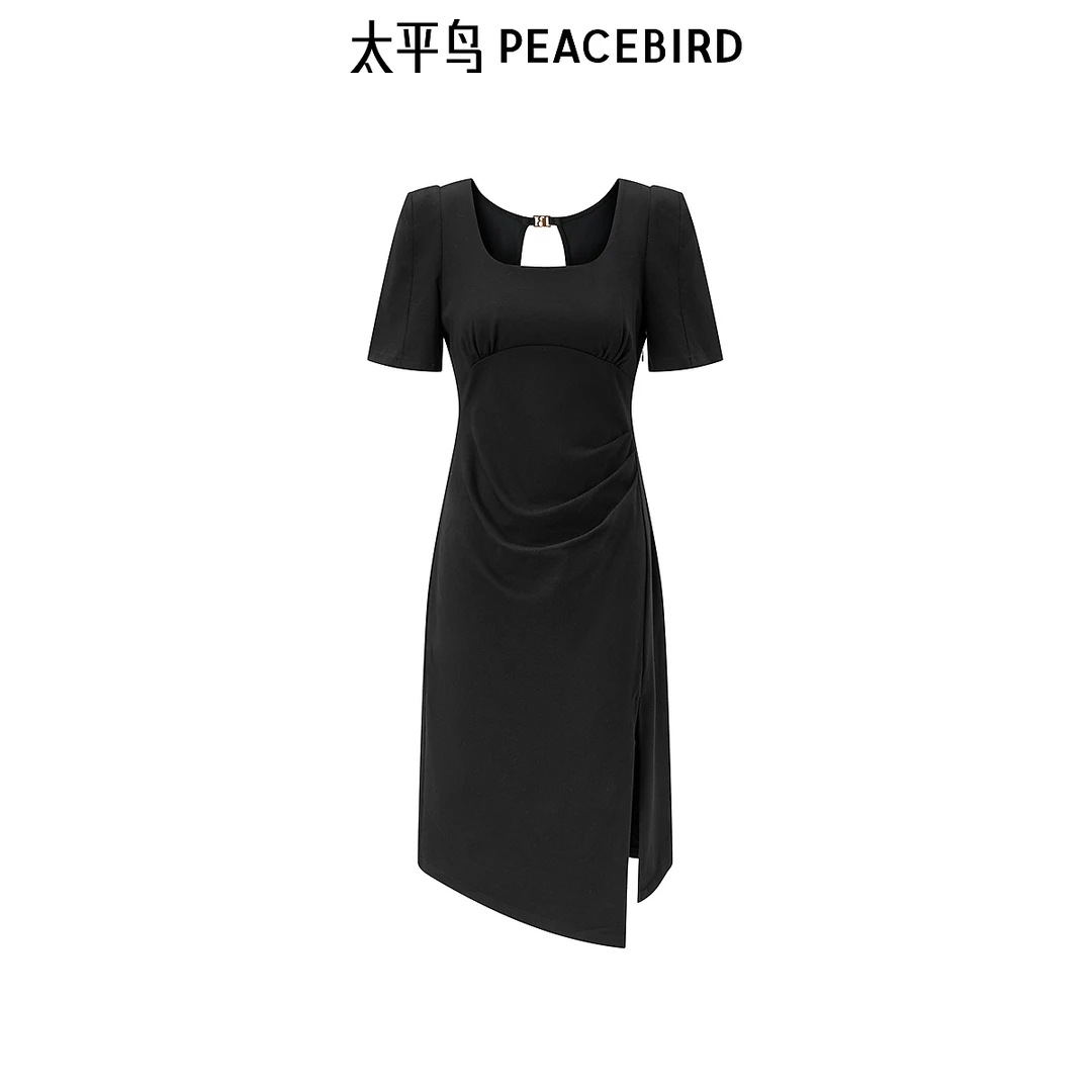 【粉丝专享】太平鸟女装新款抽皱针织连衣裙A1FAE2411