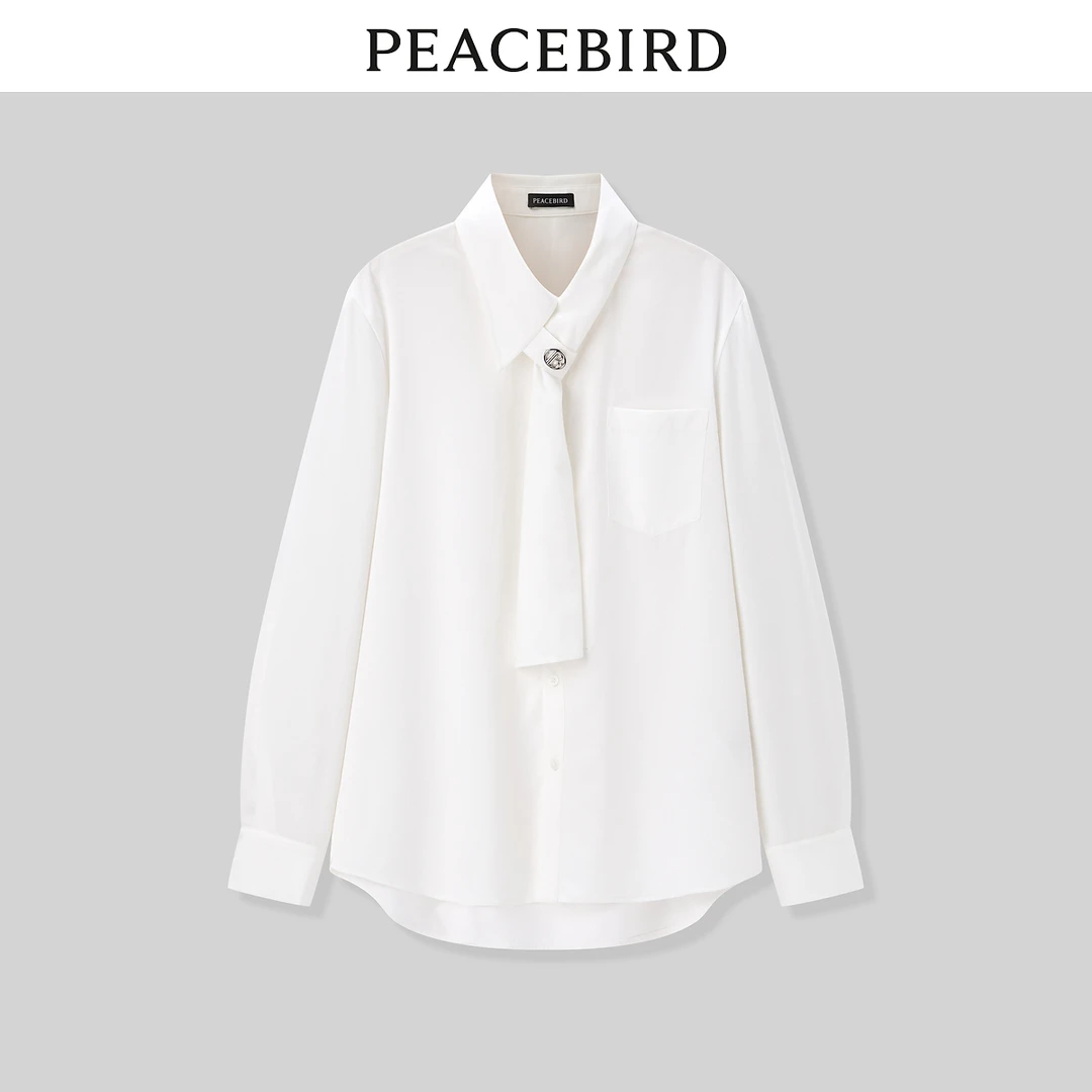 【赵老板专属】太平鸟简约白色新款领带通勤衬衫时尚百搭A1CAD4200