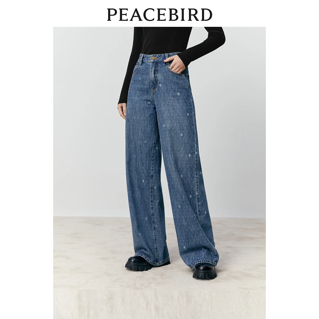 【陈大可专属】太平鸟小香直筒牛仔裤时尚复古高腰显瘦A1HAD4131