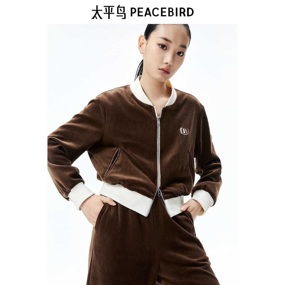 【丽公主专属】太平鸟女装2024年新款品质丝绒外套A1BBE1373