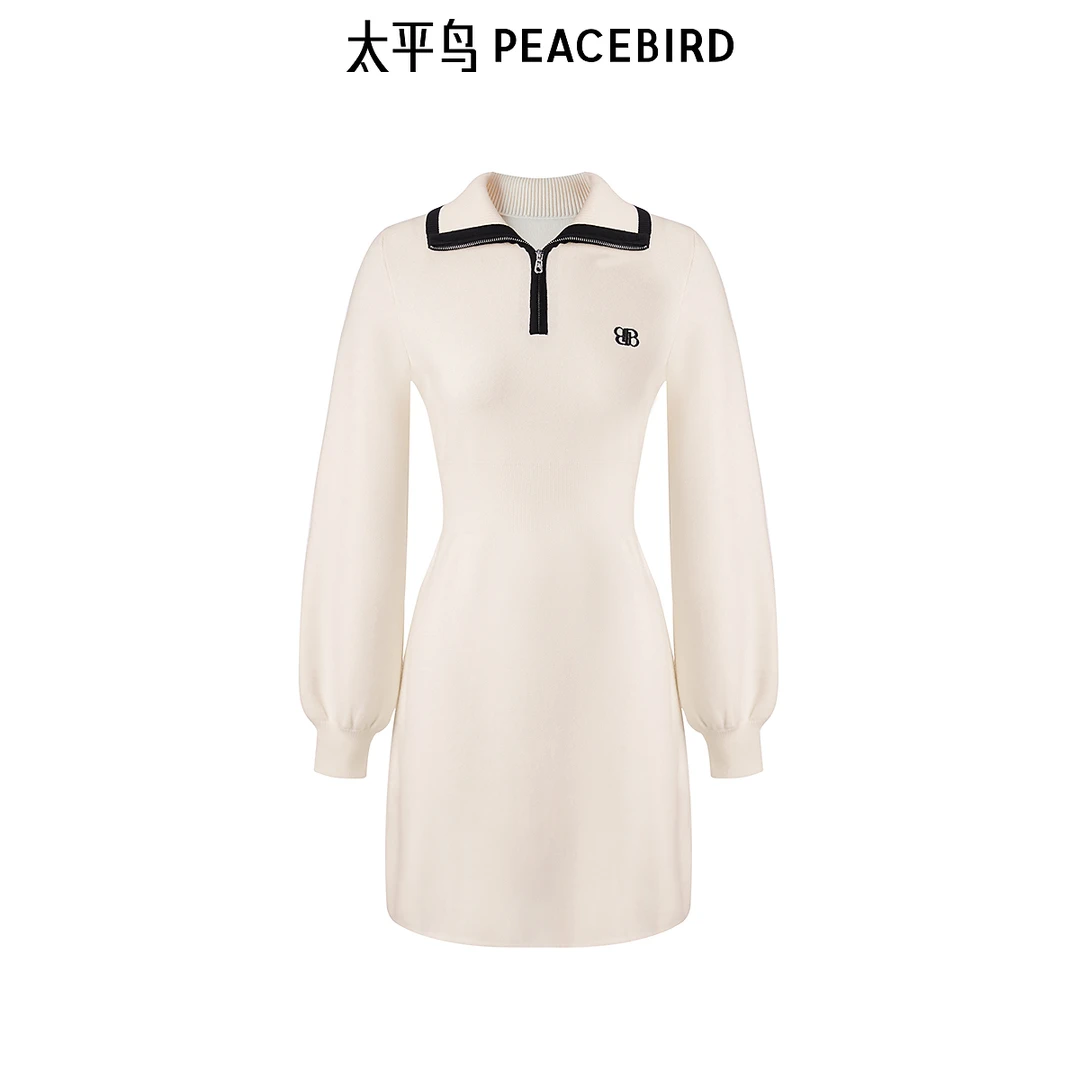 《李易行》平鸟女装新款撞边翻领连衣裙A1FAD4625