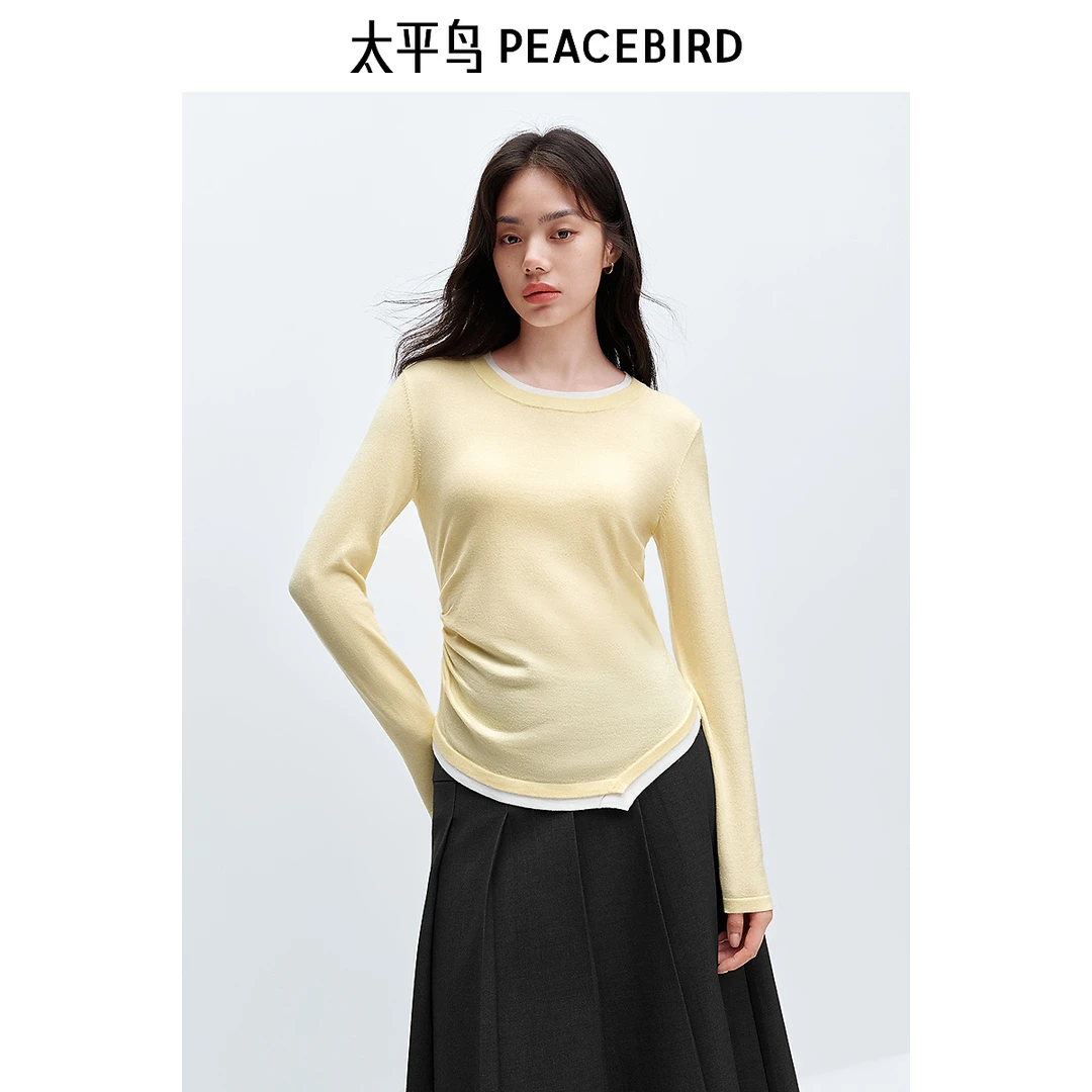 《李易行》太平鸟女针织衫雅丹风假两件打底线套衫AAEEE425T