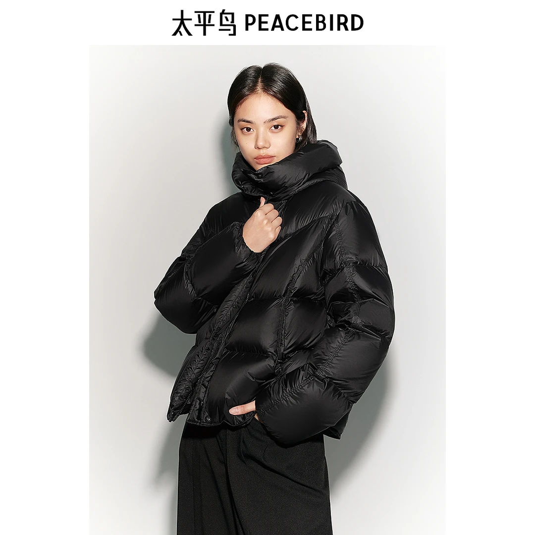 【热气球短款】太平鸟连帽泡芙羽绒服保暖高档短款羽绒服AAACE422M