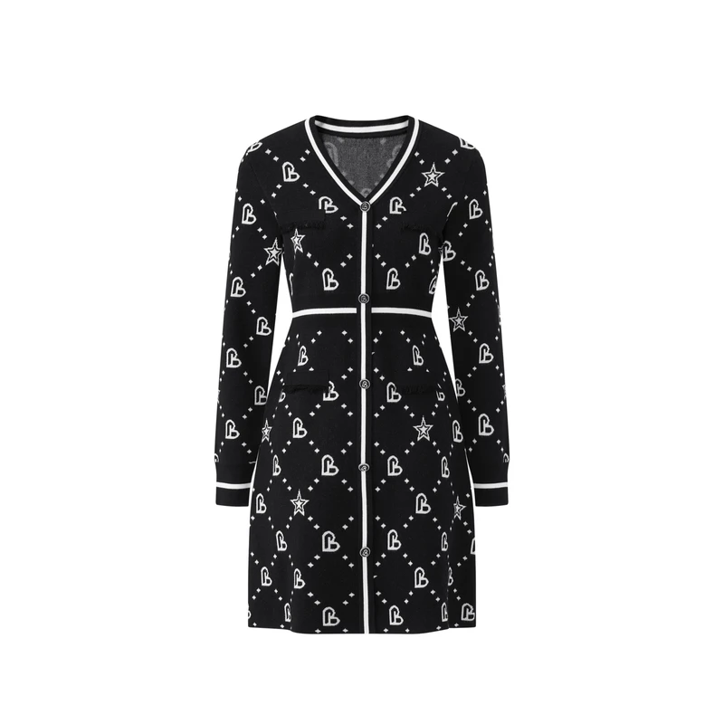 《李易行》太平鸟连衣裙满印经典优雅时尚长裙印花A5FAD1A06