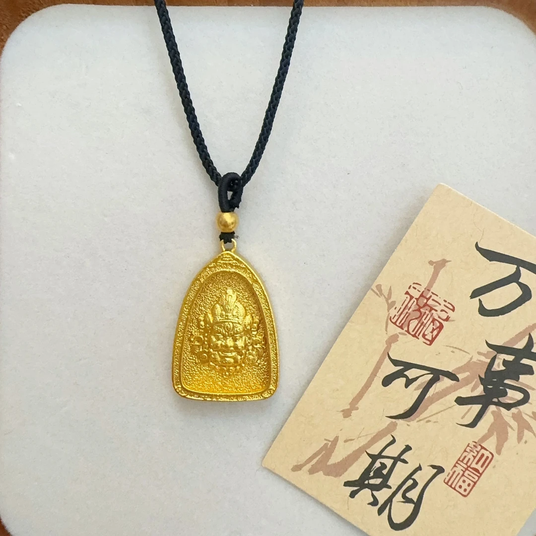 合金吊坠 黄财神边框男女精工正反面双面时尚