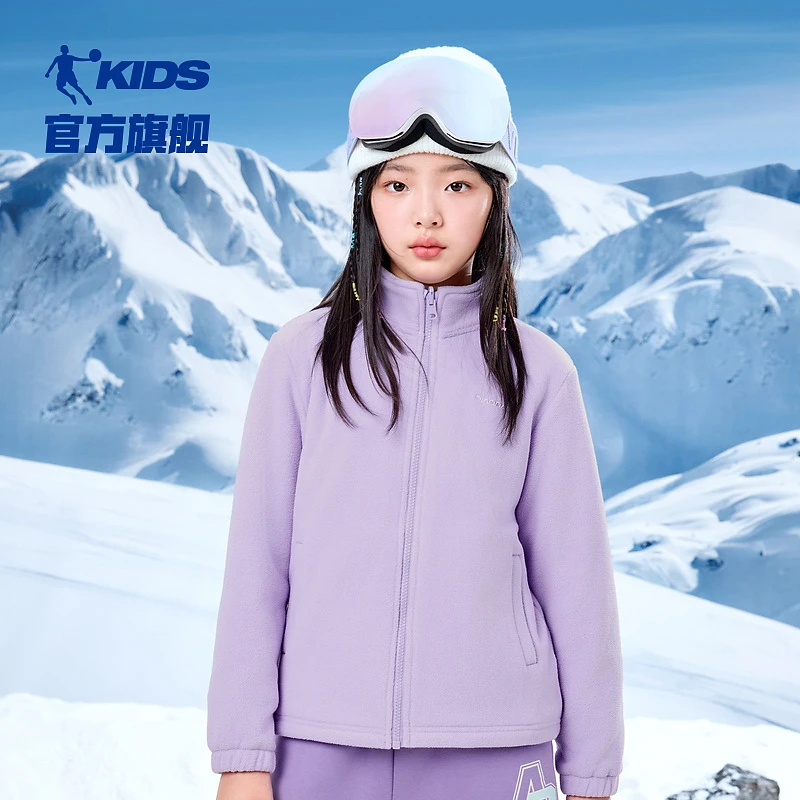 [特氟龙三防]中国乔丹儿童梭织风衣梭织加绒冬季女童中大童童装