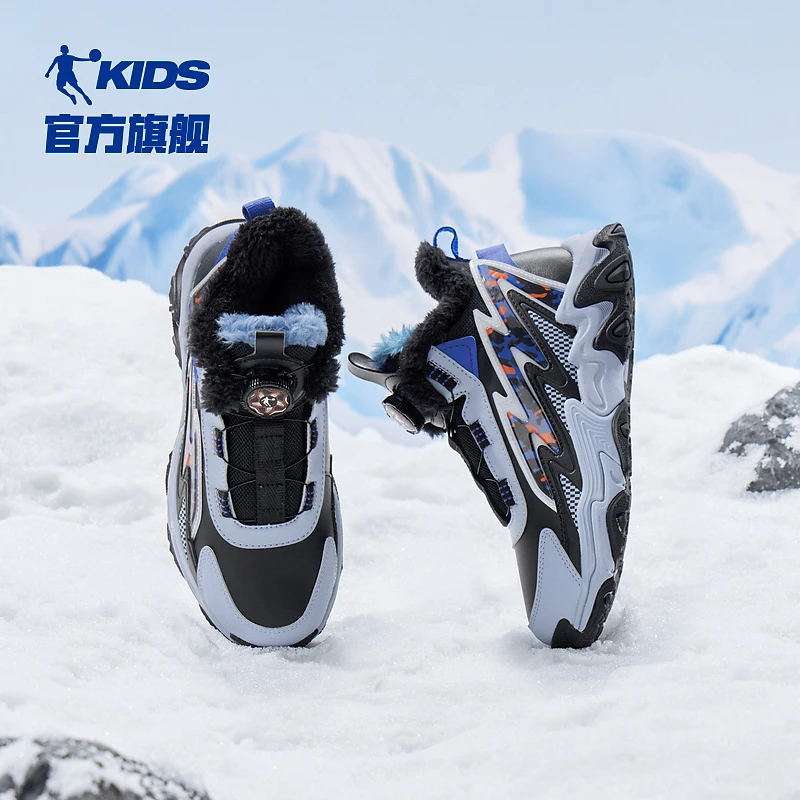 乔丹童鞋男童大棉鞋2025冬款加绒加厚运动鞋女中大童冬鞋保暖棉鞋