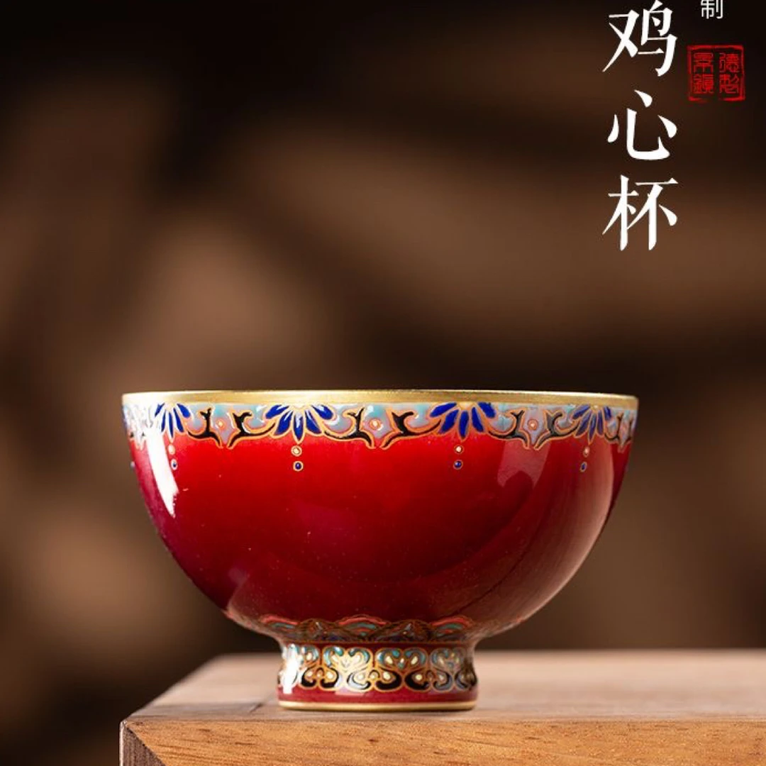 景德镇手工【郎红手绘珐琅彩主人杯】经典宫廷高端茶器喝茶送礼收藏