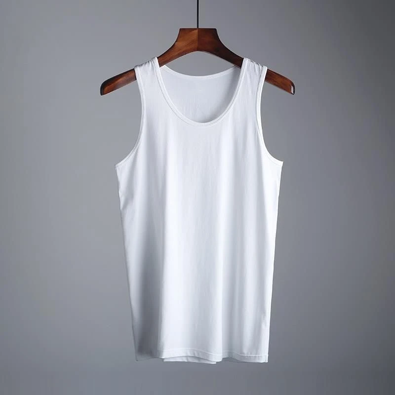 背心男士运动健身速干纯色无袖透气夏季白色圆领弹力宽松大码青年