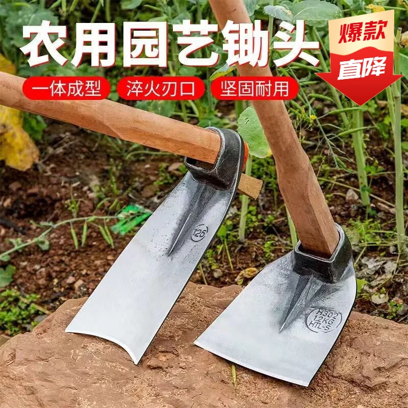 挖笋专用锄头农业优质锄草种菜大锄头户外挖地钢加厚加重犁地工具