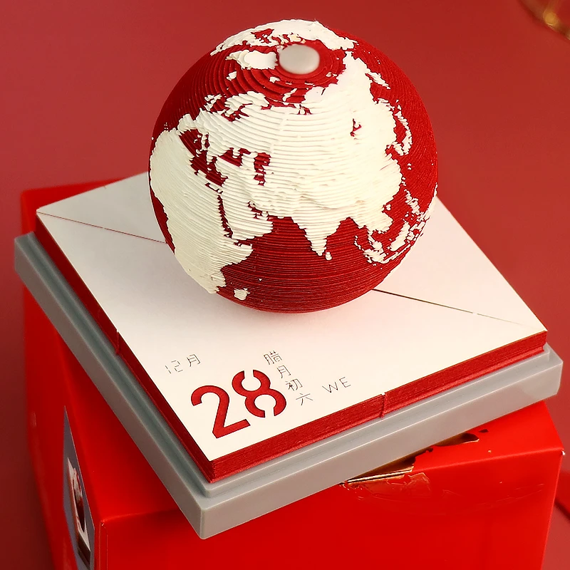 地球纸雕日历创意立体模型手撕便签创意台历节日礼品圣诞礼物2026