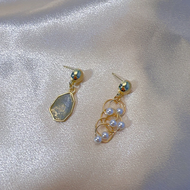 铜合金耳饰 优雅小众不对称耳环耳钉女气质简约精致女百搭N0255