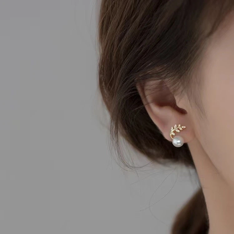 铜合金耳饰 铜合金耳饰  新款树叶潮甜美小巧精致森系简约百搭