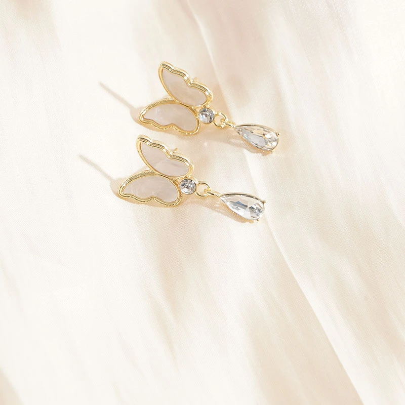 铜合金耳饰 法式复古蝴蝶耳钉小众设计感个性时尚耳环耳饰N1113