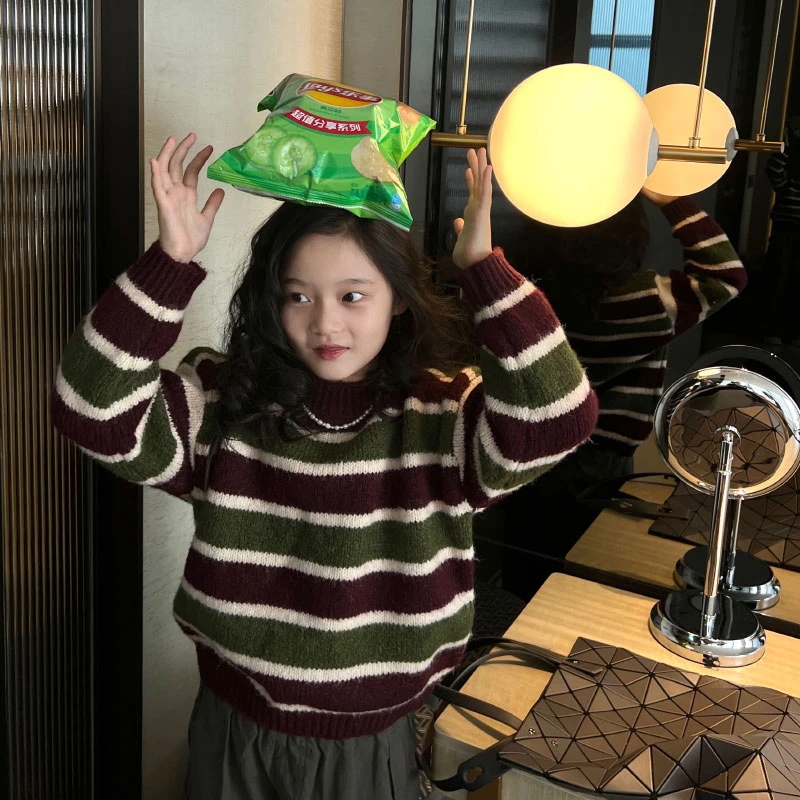 儿童条纹毛衣 23q110